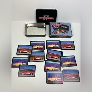 Dbl Deck 80s Does 50s Vtg Playing Cards Tin 1957 Heaven CHEVY BEL AIR CORVETTE